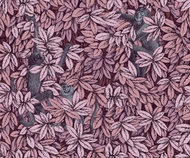 Cole & Son 123/10048 Fornasetti Senza Tempo II Foglie e Scimmie - tapeta z małpkami pośród bujnych liści