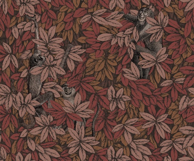 Cole & Son 123/10050 Fornasetti Senza Tempo II Foglie e Scimmie - tapeta z małpkami pośród bujnych liści