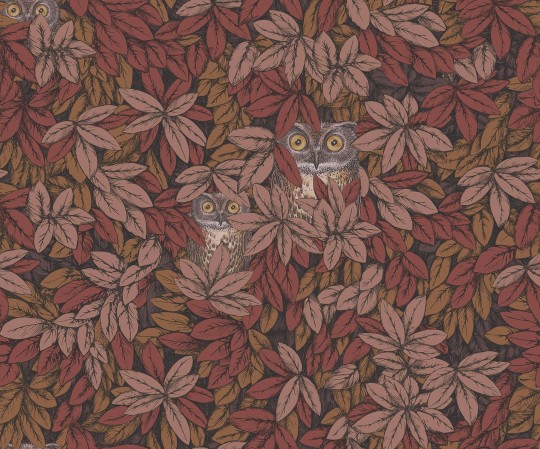Cole & Son 123/11055 Fornasetti Senza Tempo II Foglie e Civette - tapeta z sowami pośród bujnych liści