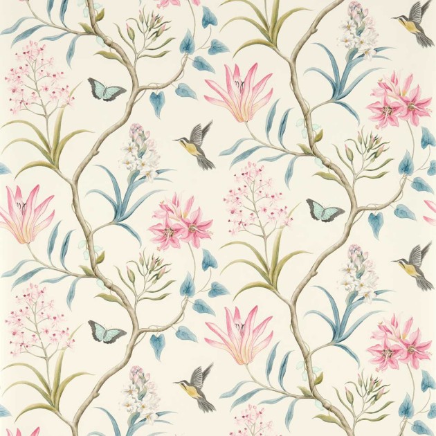 Sanderson 213386 One Sixty Clementine Dusky Pink - tapeta botaniczna