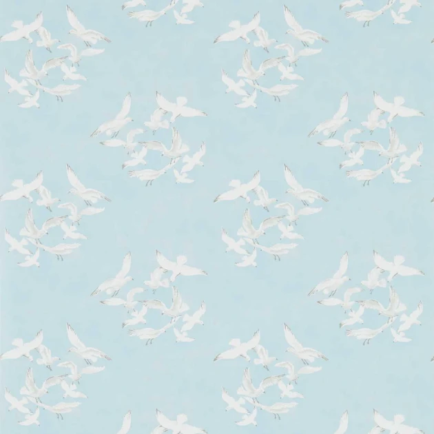 Sanderson 214585 One Sixty Seagulls Blue - tapeta z mewami