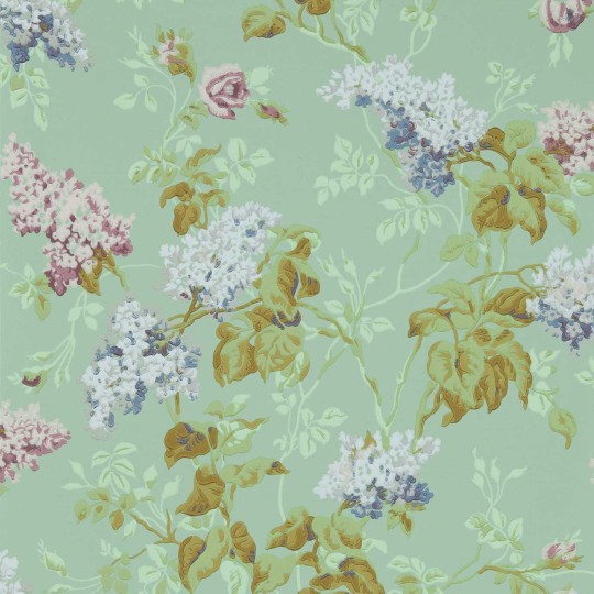 Sanderson 217049 One Sixty Sommerville Mint/Plum - tapeta w kwiaty bzu