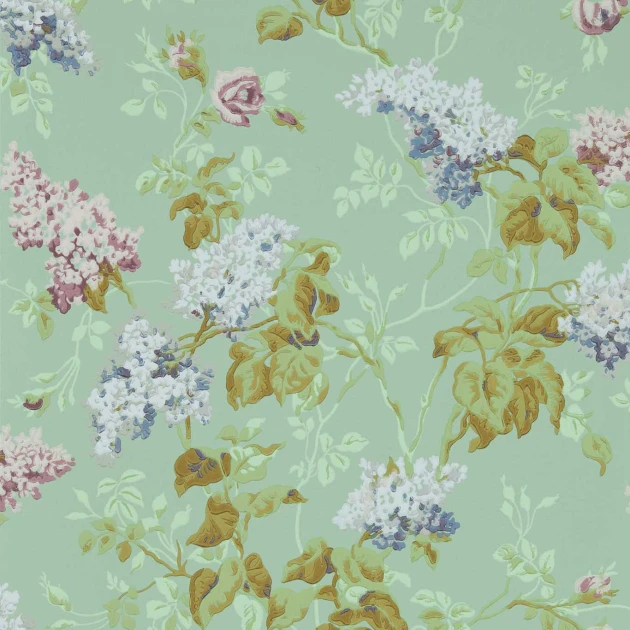 Sanderson 217049 One Sixty Sommerville Mint/Plum - tapeta w kwiaty bzu