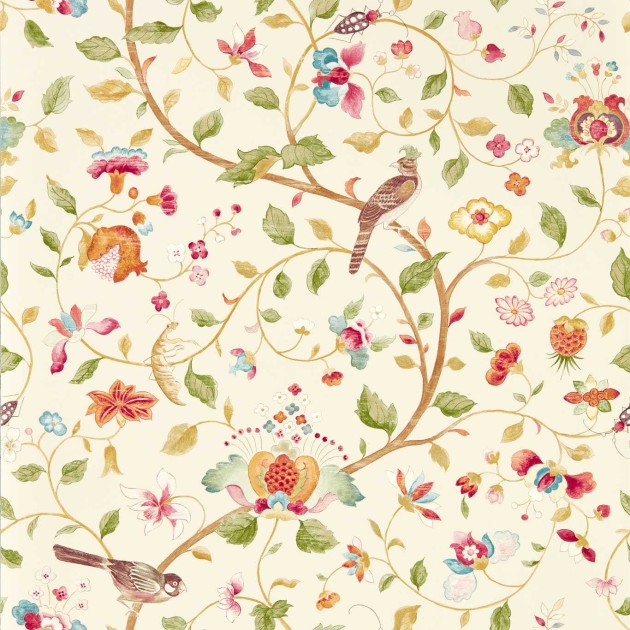 Sanderson 217238 Arboretum Aril’s Garden Olive Mulberry - tapeta w ptaki i liście