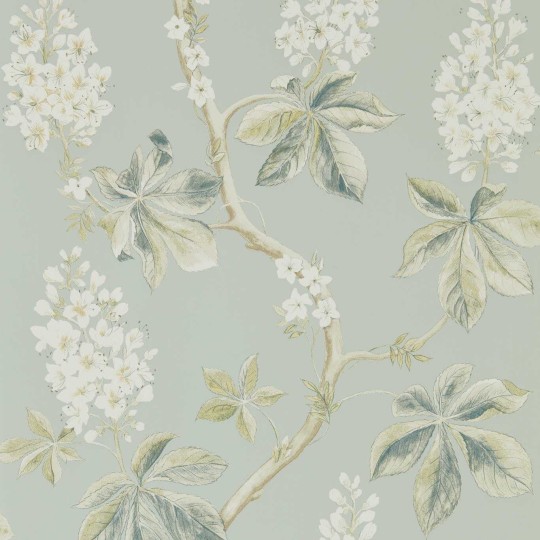 Sanderson 215708 Arboretum Chestnut Tree Green Blue/Sage - tapeta botaniczna