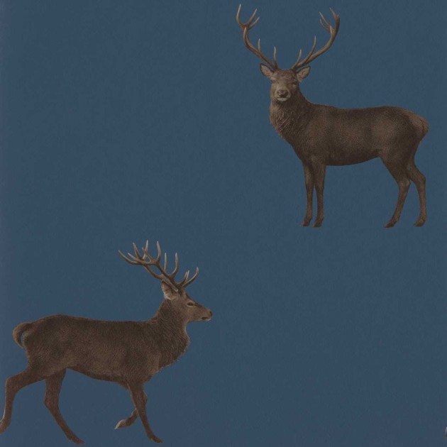 Sanderson 216620 Arboretum Evesham Deer Indigo - tapeta z jeleniem