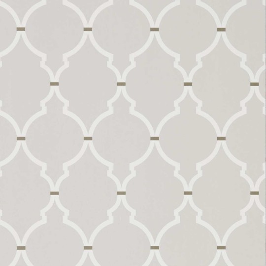 Sanderson 216335 Water Garden Empire Trellis Silver/Calico - tapeta z koniczyną marokańską