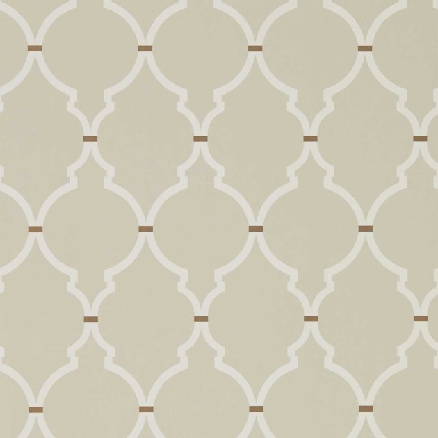 Sanderson 216337 Water Garden Empire Trellis Linen/Cream - tapeta z koniczyną marokańską