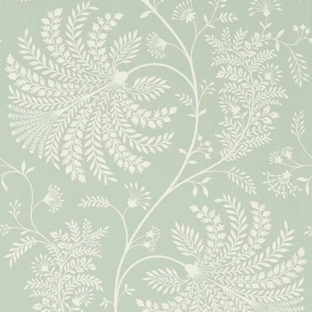 Sanderson 216341 Water Garden Mapperton Sage/Cream - tapeta roślinna