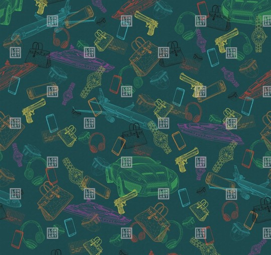 London Art 18003-01 Exclusive 18 Luxury Goods - mural w neonowe wzory