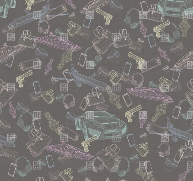 London Art 18003-02 Exclusive 18 Luxury Goods - mural w neonowe wzory