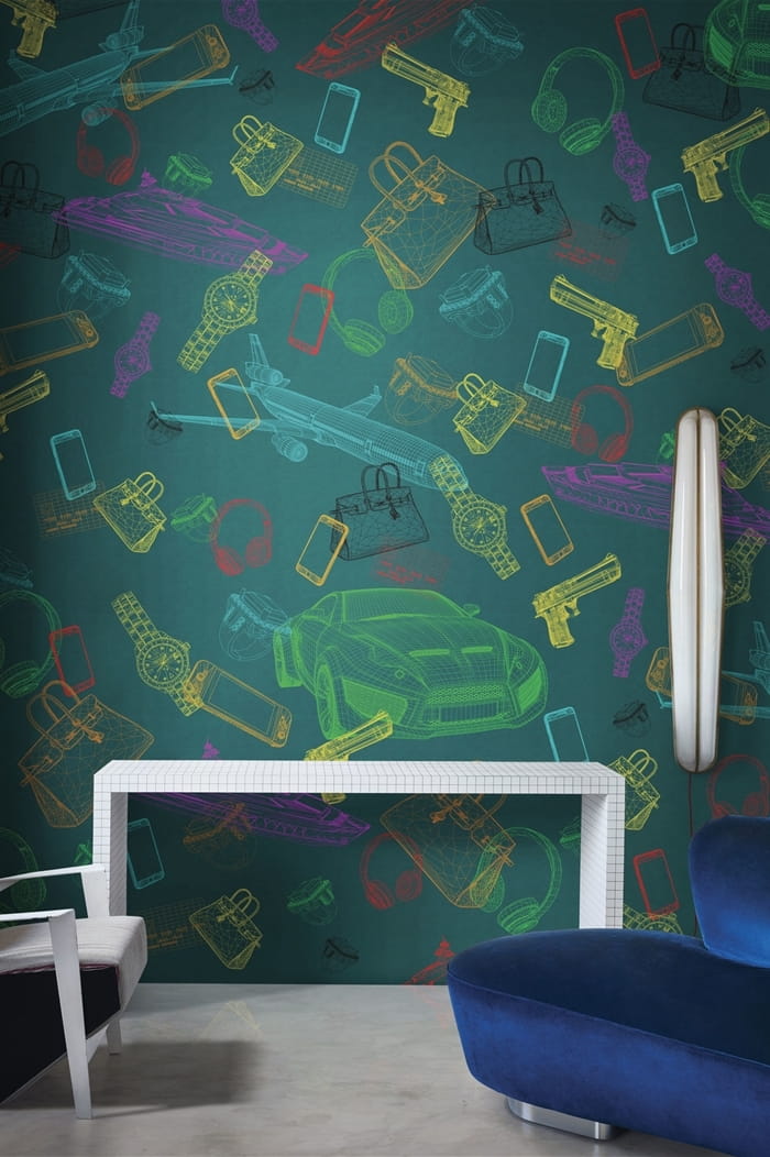 London Art 18003-02 Exclusive 18 Luxury Goods - mural w neonowe wzory