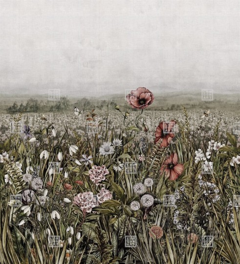 London Art 18057-02 Exclusive 18 King Poppy - mural roślinny