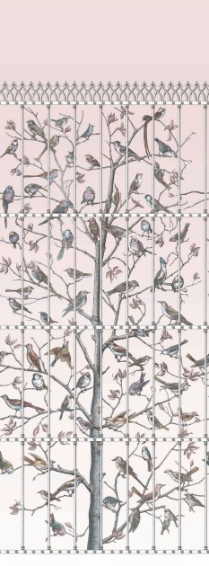Cole & Son 114/11022 Fornasetti Selection Uccelli - mural z motywem ptaków na drzewie w klatce