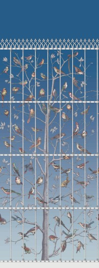 Cole & Son 114/11023 Fornasetti Selection Uccelli - mural z motywem ptaków na drzewie w klatce