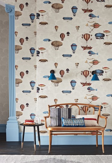 Cole & Son 114/27053 Fornasetti Selection Macchine Volanti - tapeta z motywem sterowców (zestaw 2 rolek - A i B)