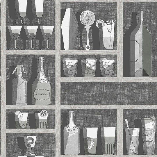 Cole & Son 114/23045 Fornasetti Selection Cocktails - tapeta z motywem półek z alkoholem