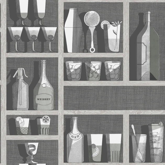 Cole & Son 114/23045 Fornasetti Selection Cocktails - tapeta z motywem półek z alkoholem