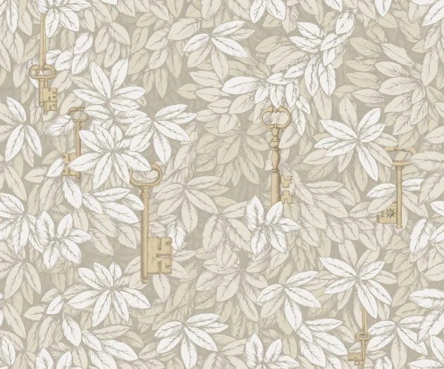 Cole & Son 114/26052 Fornasetti Selection Chiavi Segrete - tapeta z motywem liści
