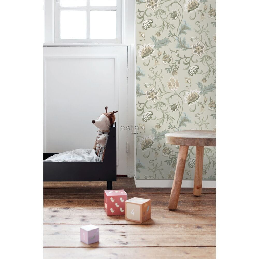 Esta 139412 Vintage Flowers Sand Beige - tapeta z motywem kwiatów