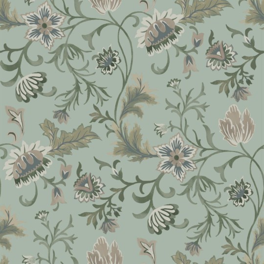 Esta 139413 Vintage Flowers Celadon Green - tapeta z motywem kwiatów