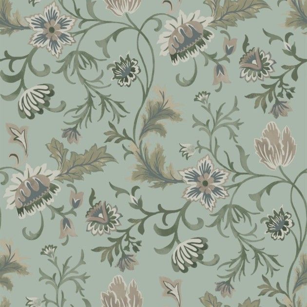 Esta 139413 Vintage Flowers Celadon Green - tapeta z motywem kwiatów