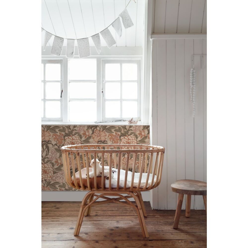 Esta 139380 Vintage Flowers Antique pink, grayish green and terracotta pink - tapeta z motywem kwiatów