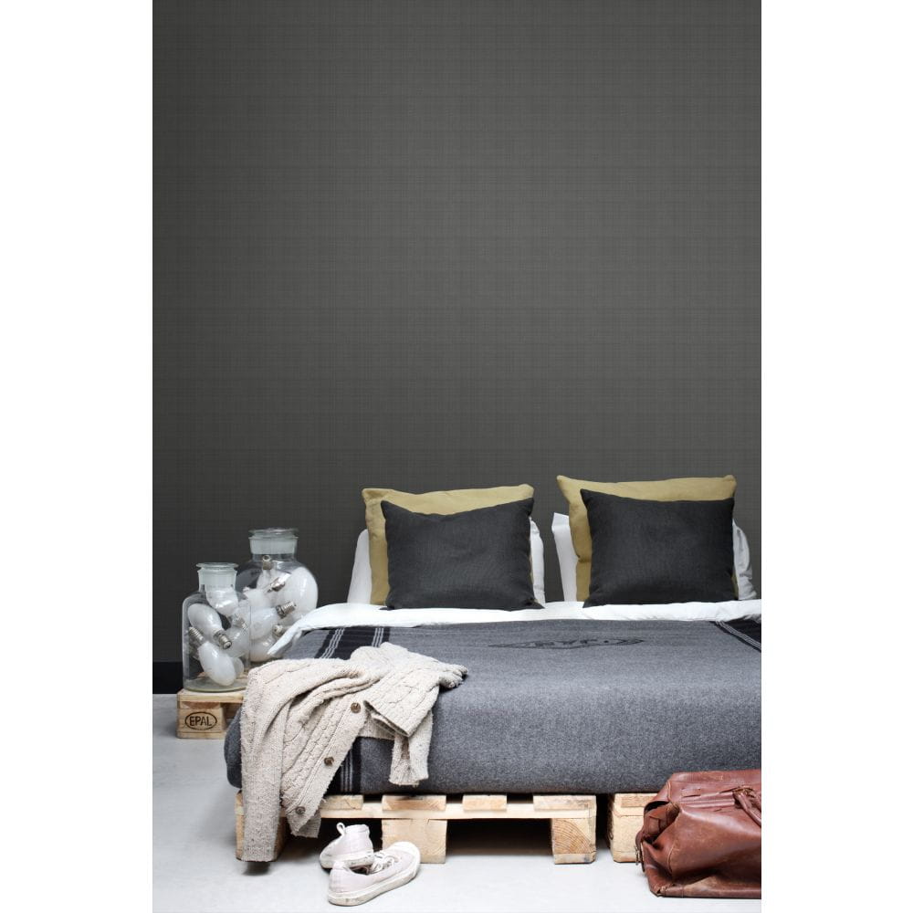 Esta 139028 Vintage Flowers linen look dark gray - tapeta z motywem lnu