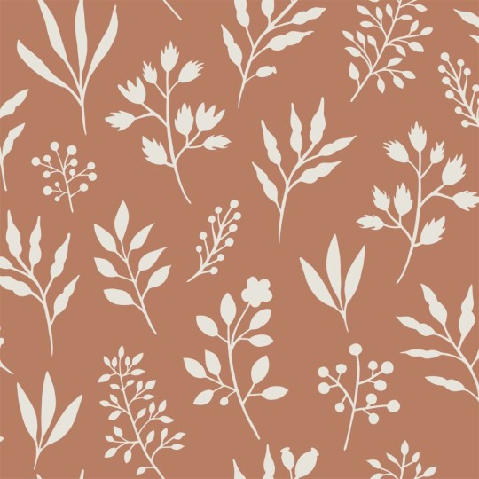 Esta 139319 Vintage Flowers floral pattern in Scandinavian style terracotta and white - tapeta z motywem kwiatów
