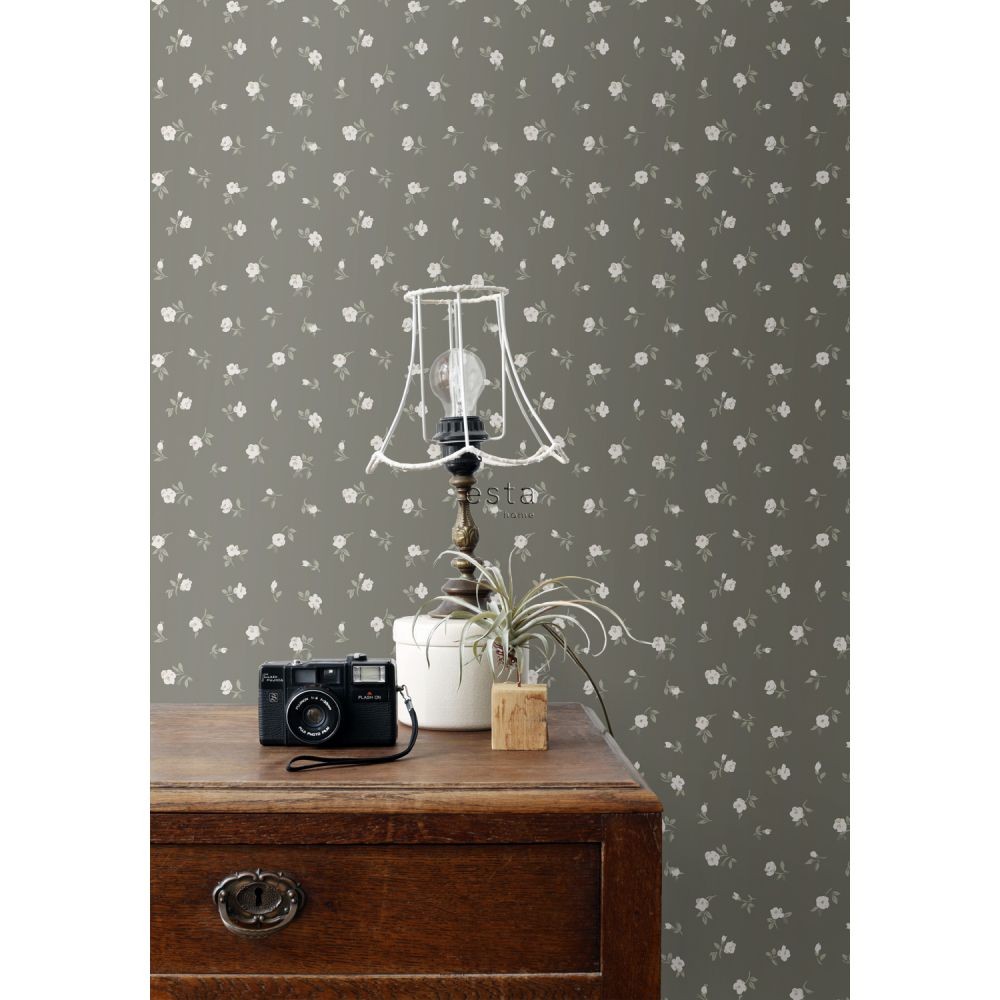 Esta 139238 Vintage Flowers flowers brown and light pink - tapeta z motywem kwiatów