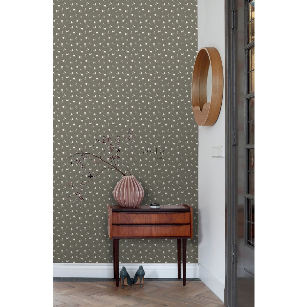 Esta 139238 Vintage Flowers flowers brown and light pink - tapeta z motywem kwiatów