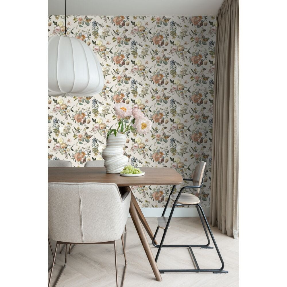 Esta 139544 Vintage Flowers vintage flowers beige - tapeta z motywem kwiatów
