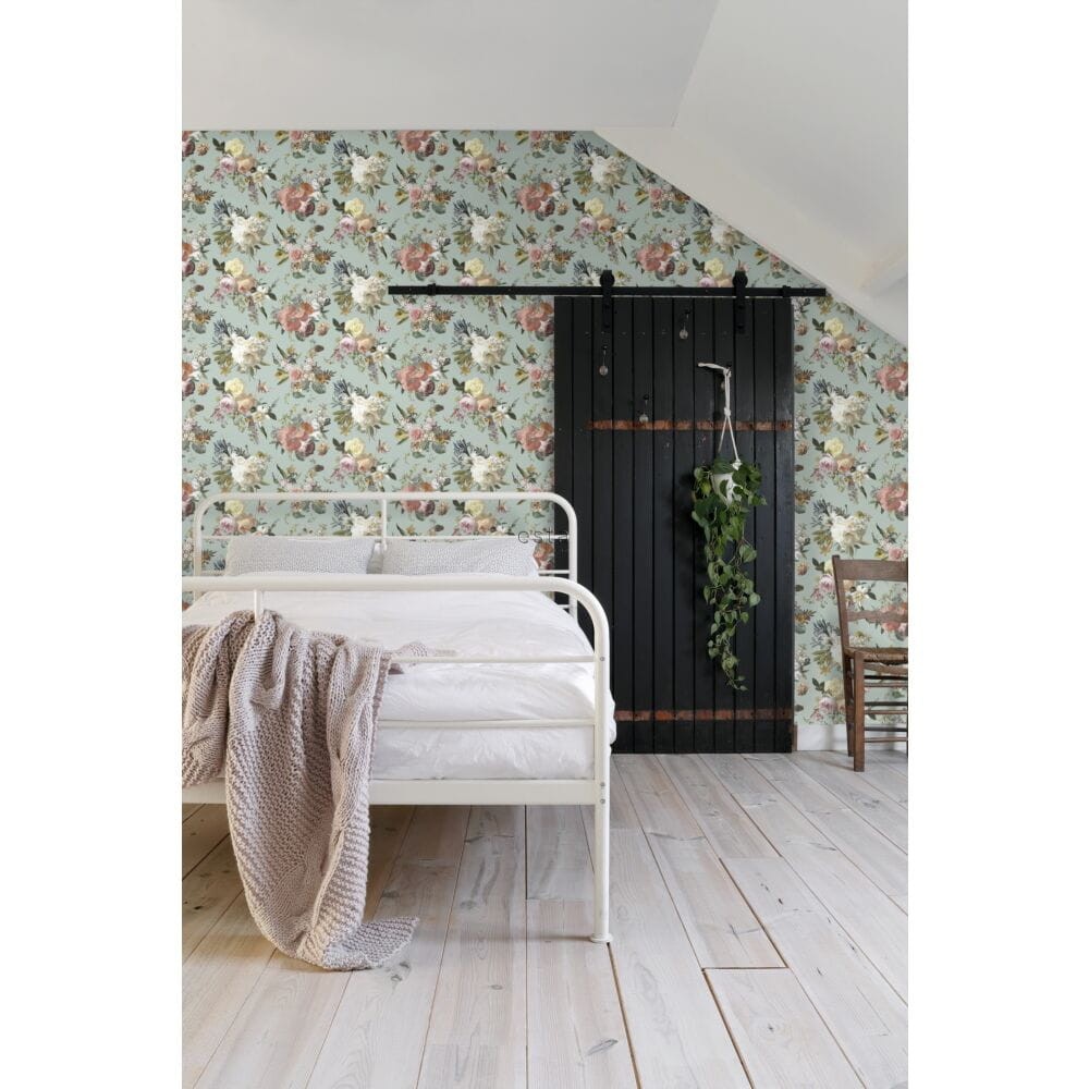 Esta 139366 Vintage Flowers grayish green - tapeta z motywem kwiatów