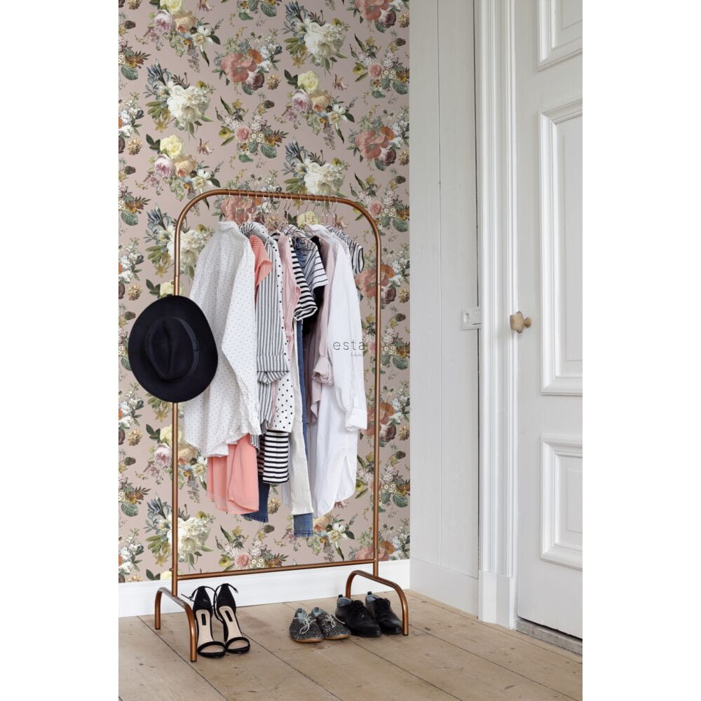 Esta 139367 Vintage Flowers antique pink - tapeta z motywem kwiatów