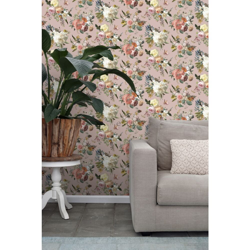 Esta 139367 Vintage Flowers antique pink - tapeta z motywem kwiatów