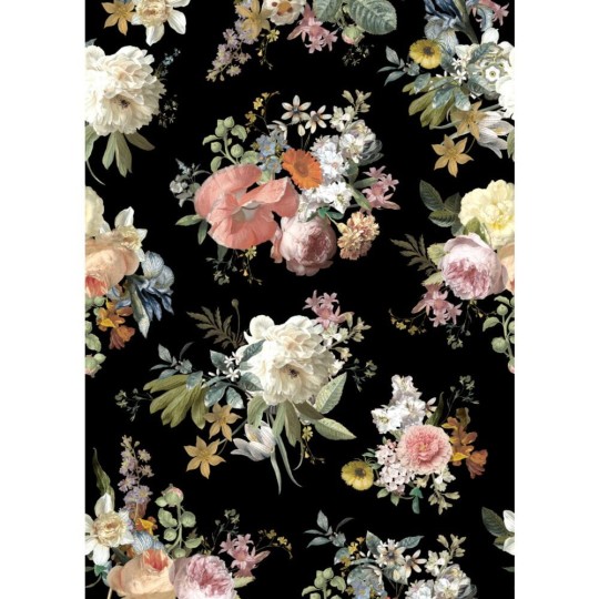 Esta 159218 Vintage Flowers multicolor on black - mural z motywem kwiatów
