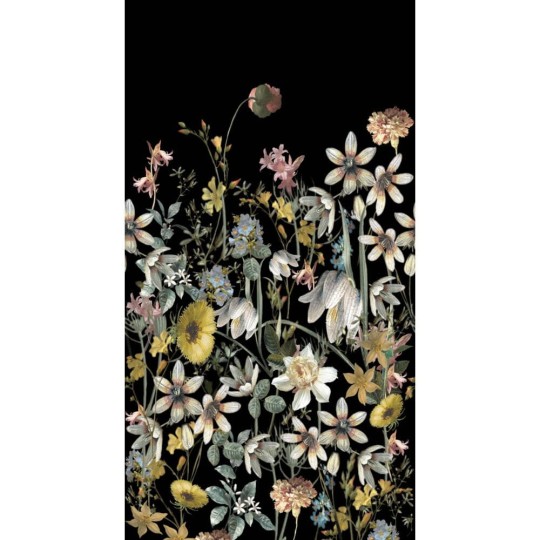 Esta 159216 Vintage Flowers wildflowers multicolor on black - mural z motywem kwiatów