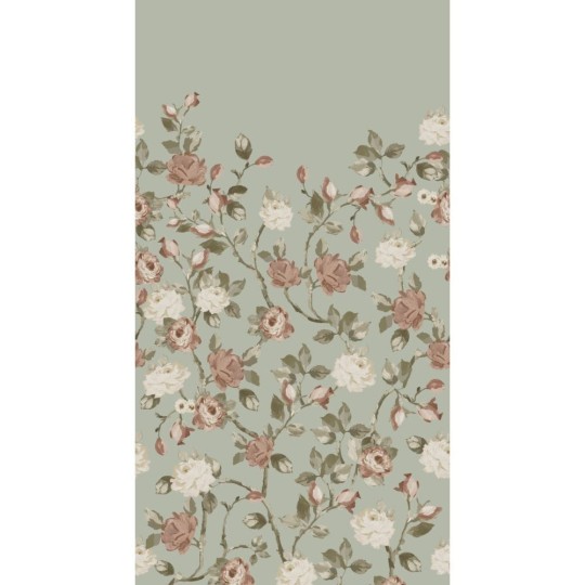 Esta 159213 Vintage Flowers grayed mint green and antique pink - mural z motywem kwiatów