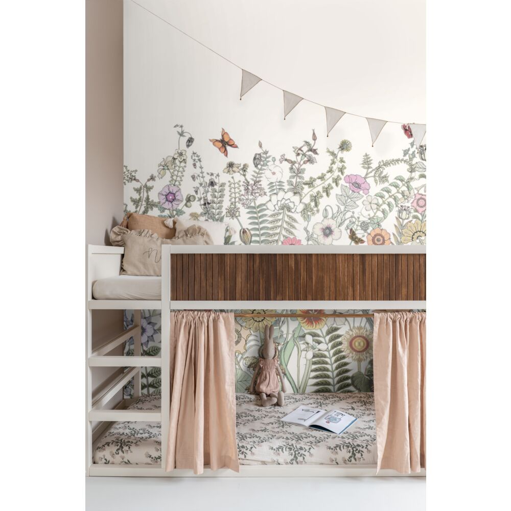 Esta 159107 Vintage Flowers flowers & butterflies green, orange and purple - mural z motywem kwiatów