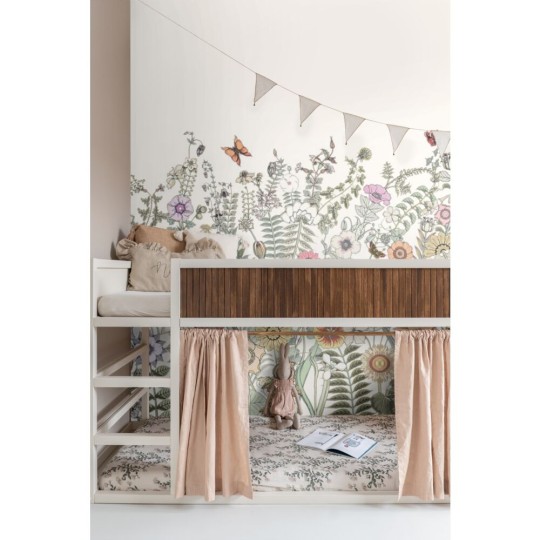 Esta 159107 Vintage Flowers flowers & butterflies green, orange and purple - mural z motywem kwiatów