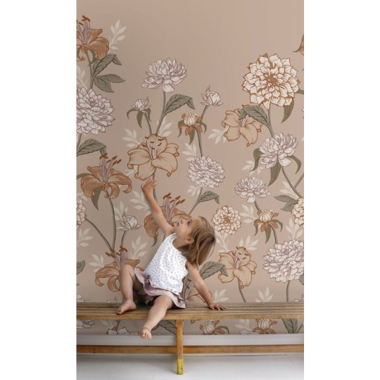 Esta 159210 Vintage Flowers antique pink and terracotta - mural z motywem kwiatów