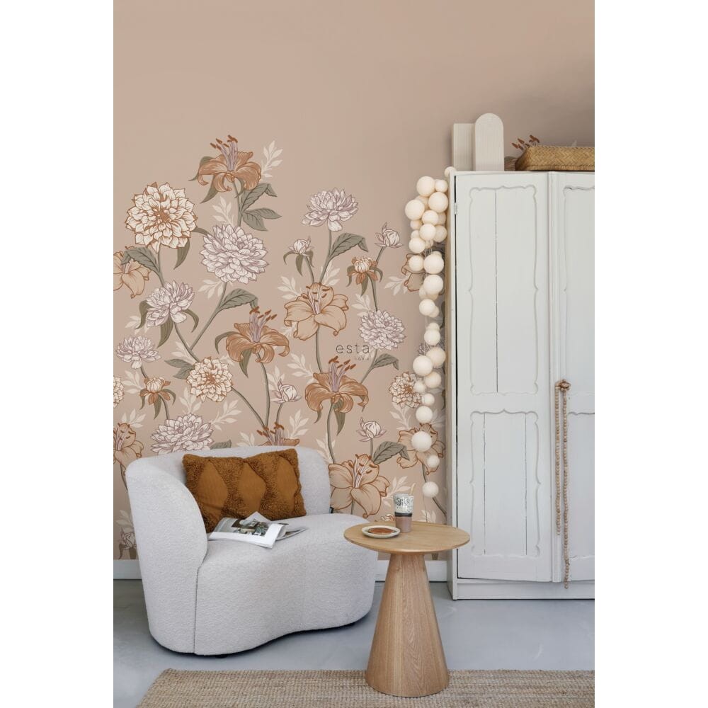 Esta 159210 Vintage Flowers antique pink and terracotta - mural z motywem kwiatów