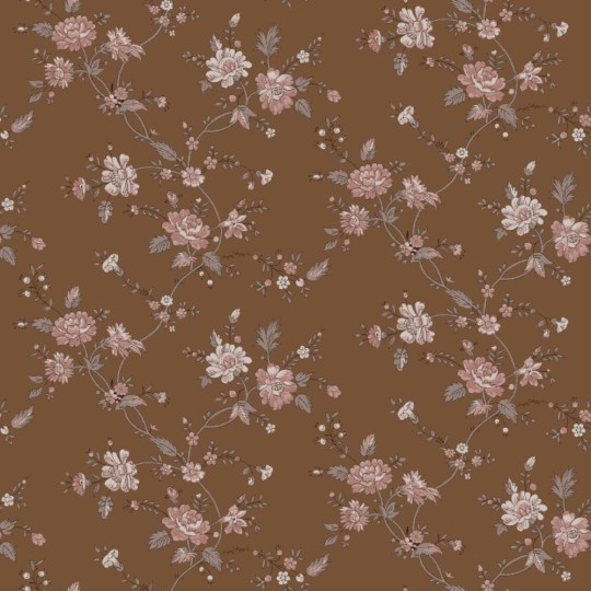 Esta 139286 Vintage Flowers rust brown and pink - tapeta w kwiaty
