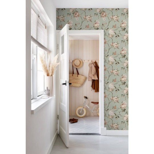 Esta 139406 Vintage Flowers off-white and antique pink - tapeta z motywem kwiatów