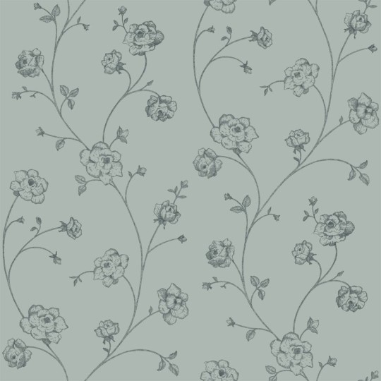 Esta 139314 Vintage Flowers Toile De Jouy Roses grayish green - tapeta w małe róże