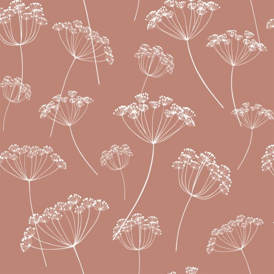 Esta 139320 Vintage Flowers Umbels terracotta and white - tapeta w baldaszki