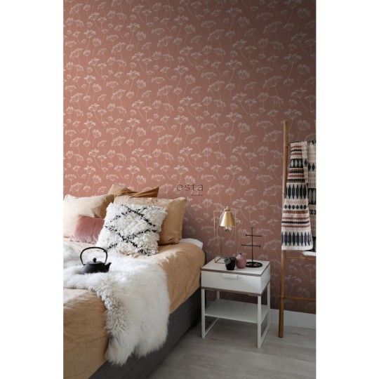 Esta 139320 Vintage Flowers Umbels terracotta and white - tapeta w baldaszki
