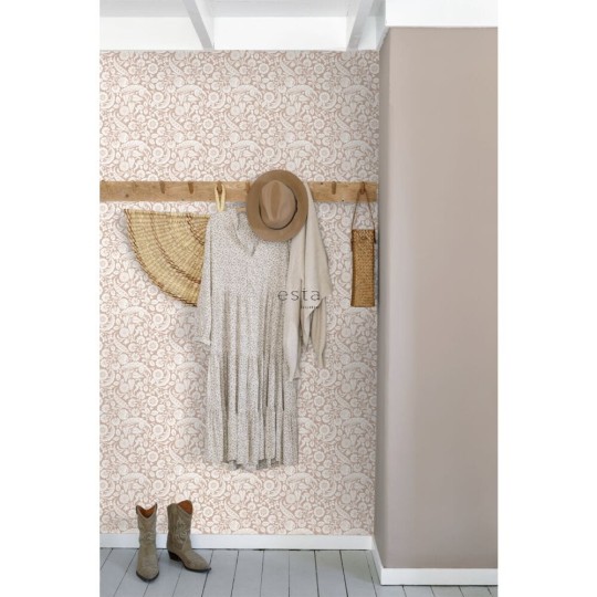 Esta 139330 Vintage Flowers Floral Pattern terracotta pink - tapeta w kwiatki