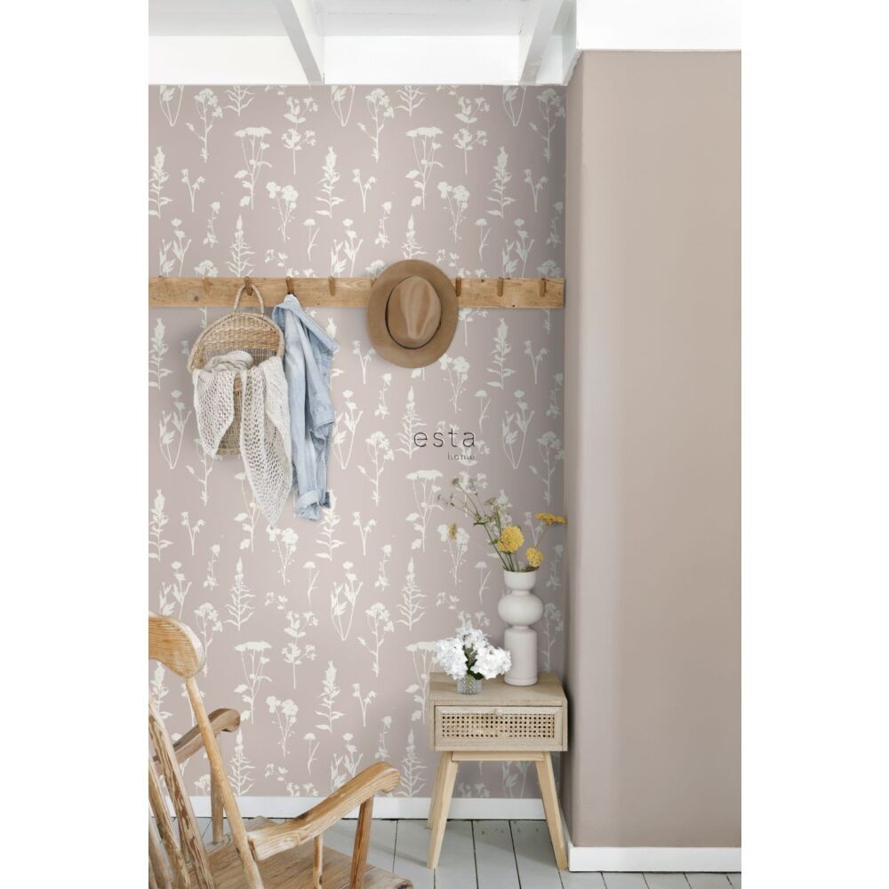 Esta 139393 Vintage Flowers Wildflowers soft pink - tapeta z motywem polnych kwiatów