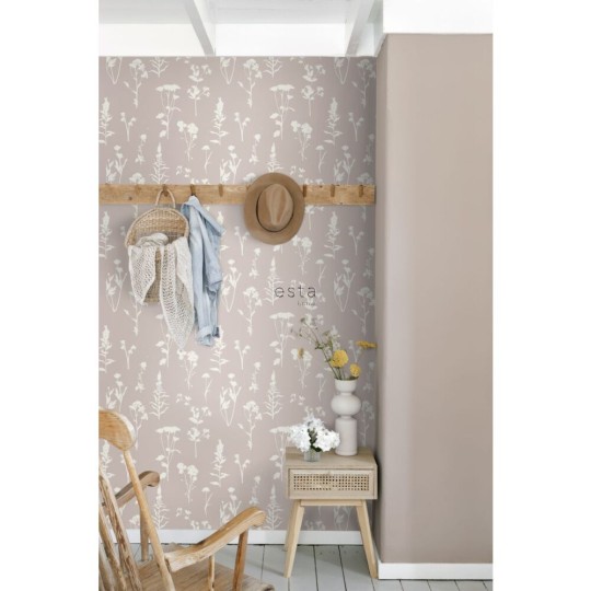 Esta 139393 Vintage Flowers Wildflowers soft pink - tapeta z motywem polnych kwiatów